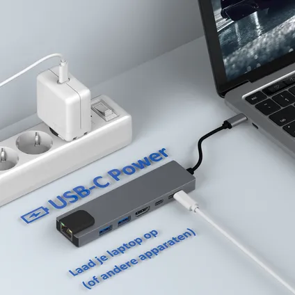 Hub USB C Rolio - HDMI 4K - Ethernet - 2x USB-C - 2x USB 3.0 - Universel 5