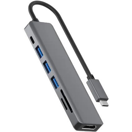 Rolio USB C Hub - 7 in 1 Hub - USB-C - 4K HDMI - USB 3.0 - SD & TF Kaartlezer - Universeel