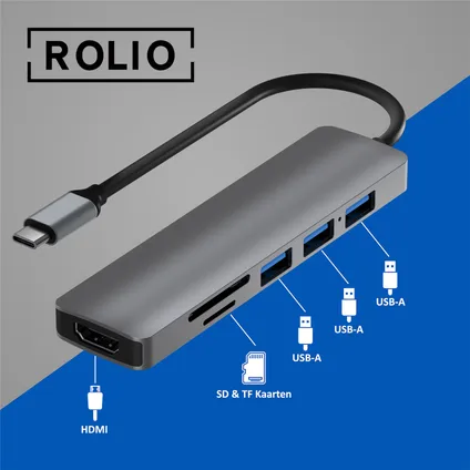 Rolio USB C Hub - 4K HDMI - Premium Kwaliteit - Universeel 2