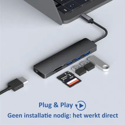 Rolio USB C Hub - 4K HDMI - Premium Kwaliteit - Universeel 4