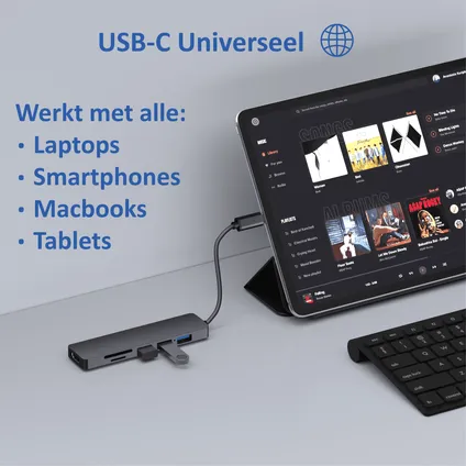 Rolio USB C Hub - 4K HDMI - Premium Kwaliteit - Universeel 6