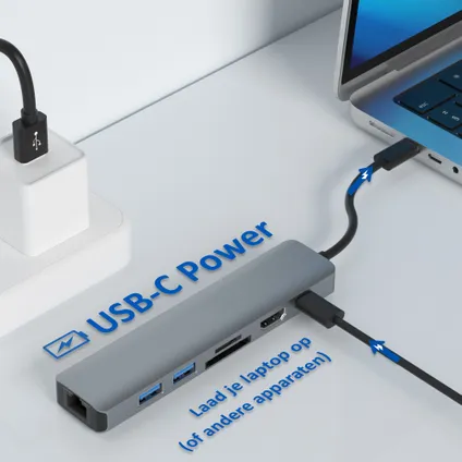 Hub USB C Rolio - HDMI 4K@60hz - Ethernet 1Gbps - USB-C - Lecteur de cartes SD/TF - USB 3.0 6