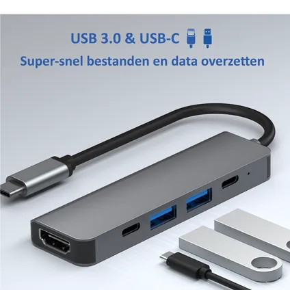 Rolio USB C Hub - 4K HDMI - USB 3.0 - USB-C 6