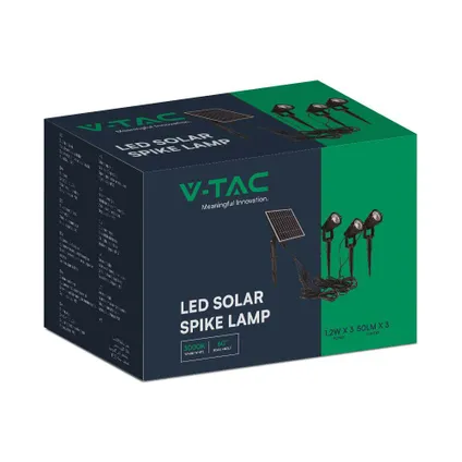 V-TAC VT-11032 Solar Spike - Licht - IP65 - 50x3 Lumen - 3000K - Zwart 8