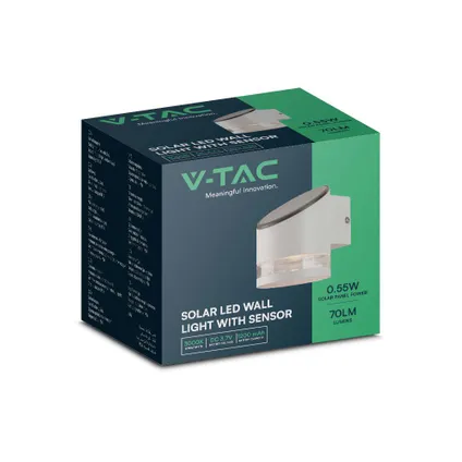 V-TAC VT-1140 wandlamp op zonne-energie - Sensor - IP44 - Witte Lumen - 3000K 9