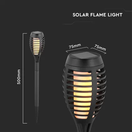 Lampes solaires en bâton V-TAC VT-724 - Lampes flammes - Noir - IP44 - 1W - 2200K 4
