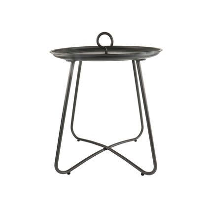 Orange85 Side Table Round Coffee Table Outdoor Black with Hook