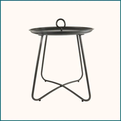 Orange85 Side Table Round Coffee Table Outdoor Black with Hook 2