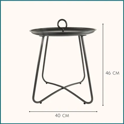 Orange85 Side Table Round Coffee Table Outdoor Black with Hook 5