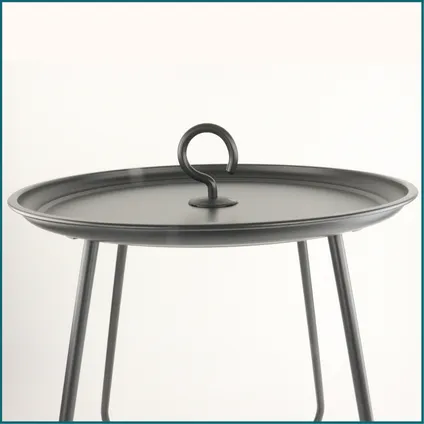 Orange85 Side Table Round Coffee Table Outdoor Black with Hook 6