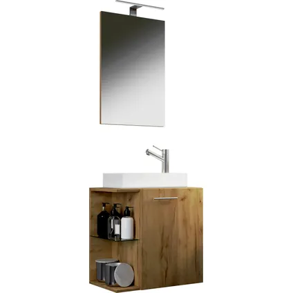 VCM - Badkamermeubelsets Wastafels voor gasten- 3-delige wastafel Hausa spiegel 2
