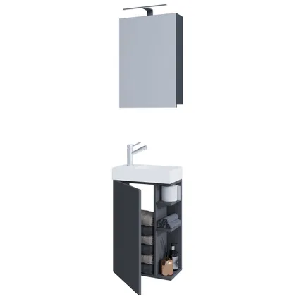 VCM - Badkamermeubelsets Wastafels voor gasten- 2-delige wastafel Badkamer Lumia spiegelkast 2