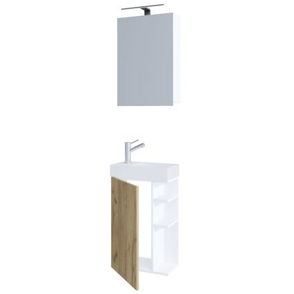 VCM - Badkamermeubelsets Wastafels voor gasten- 2-delige wastafel Badkamer Lumia spiegelkast
