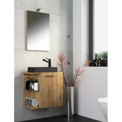 VCM - Badkamermeubelsets Wastafels voor gasten- 3-delige wastafel Hausa spiegel zwart 5