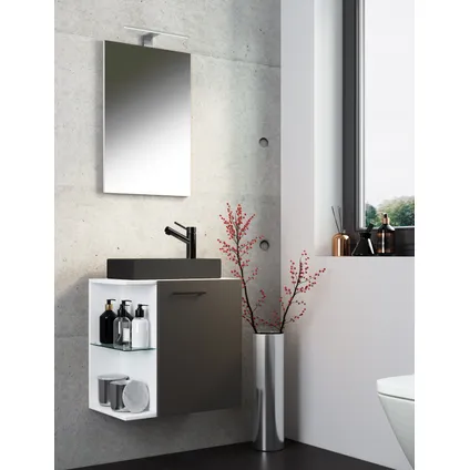 VCM - Badkamermeubelsets Wastafels voor gasten- 3-delige wastafel Hausa spiegel zwart 5