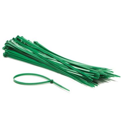 Perel Ensemble d'attaches-câbles en nylon 4,8x300mm - Vert, résistant aux UV, 23 kg