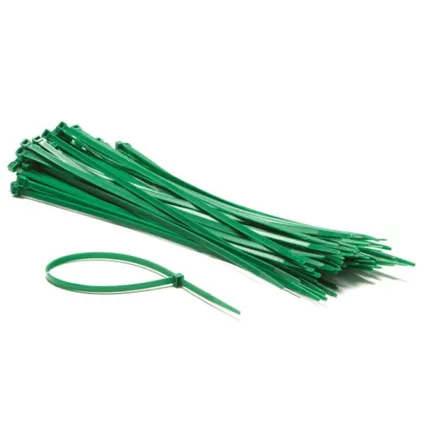 Perel Ensemble d'attaches-câbles en nylon 4,8x300mm - Vert, résistant aux UV, 23 kg