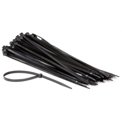 Perel Ensemble d'attaches-câbles en nylon 7,6x400 mm - Noir, résistant aux UV, 54 kg