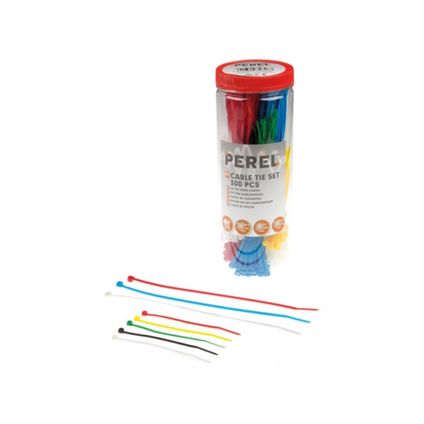 Perel Set nylon kabelbinders, verschillende kleuren, UV-bestendig, 18 kg