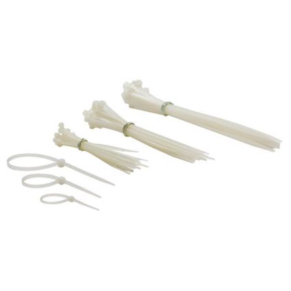 Perel Ensemble de colliers de serrage en nylon, différentes tailles, blanc, 18 kg