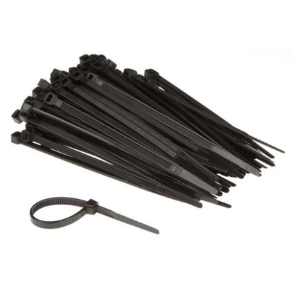 Perel Set nylon kabelbinders 4.6 x 120 mm, Zwart, UV-bestendig, 23 kg