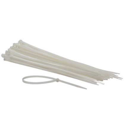 Perel Set nylon kabelbinders 4.8x300mm - Wit, UV-bestendig, 100 st. 23 kg