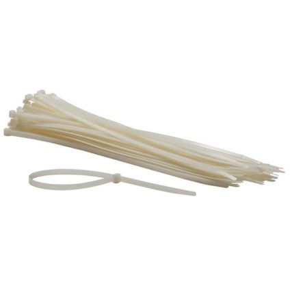Perel Ensemble d'attaches-câbles en nylon 8,8x500 mm - Blanc, résistant aux UV, 80 kg