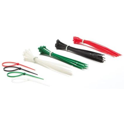 Perel Nylon kabelbinders, 100-delige set, UV-bestendig en veelkleurig (wit, 8 kg