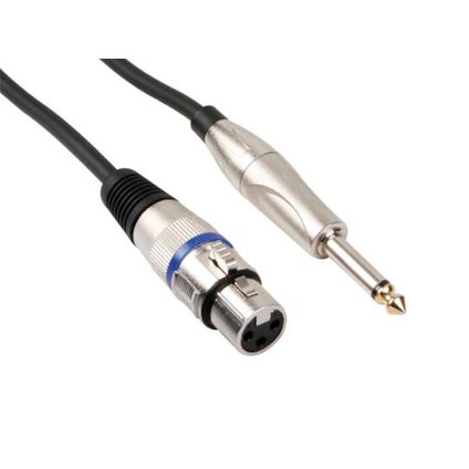 HQ-Power XLR-jack kabel, 1 x XLR vrouwelijk, 1 x jack 6.35 mm mannelijk, 3 m, Zwart
