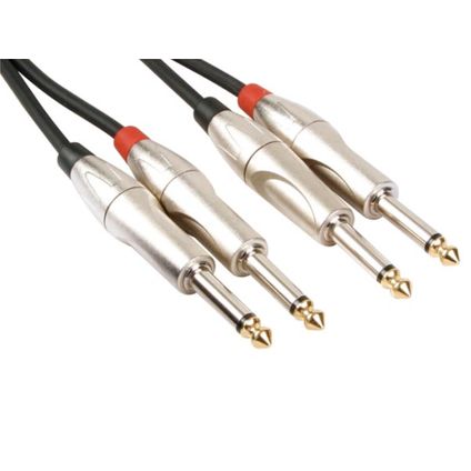 HQ-Power Câble Jack, 2 x jack 6.35 mm mâle, 2 x jack 6.35 mm mâle, 5 m, Noir