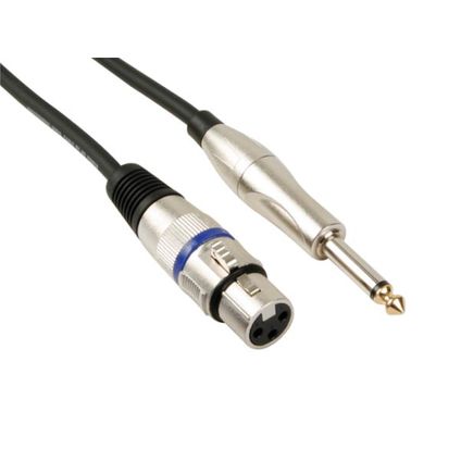 HQ-Power Câble XLR-jack, 1 x XLR femelle, 1 x jack 6.35 mm mâle, 6 m, Noir