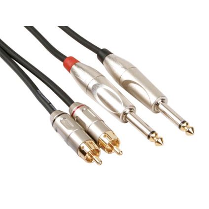HQ-Power RCA-jack kabel, 2 x RCA mannelijk, 2 x jack 6.35 mm mannelijk, 5 m, Zwart