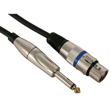 HQ-Power XLR-jack kabel, 1 x XLR vrouwelijk, 1 x jack 6.35 mm mannelijk, 10 m, Zwart