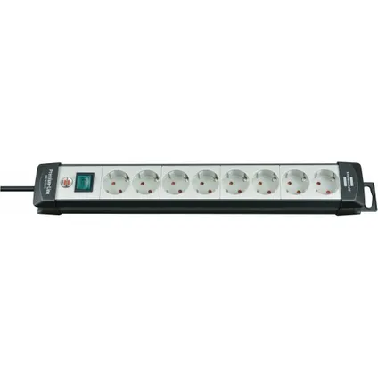 Brennenstuhl stekkerdoos Premium-Line 8 stopcontacten zwart/lichtgrijs 5 meter