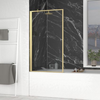 Aurlane Opklapbare Badwand 80x140cm - Geborsteld Gouden Afwerking - Golden Edge