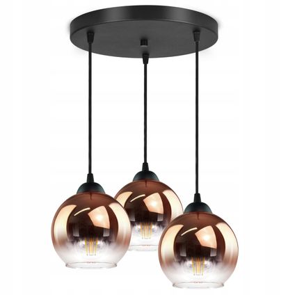 Evanell Hanglamp Industrieel voor Woonkamer, Eetkamer - Koper Glas - 3-lichts - 3 bollen
