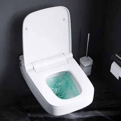 WC suspendu FlashClean sans rebord avec siège électronique TouchReel, siège chauffant et éclairage 3