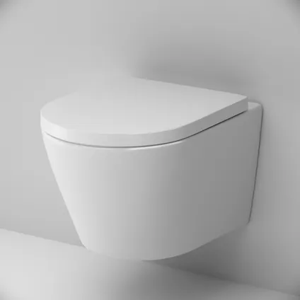 WC suspendu FlashClean sans rebord avec couvercle de siège Softclosing