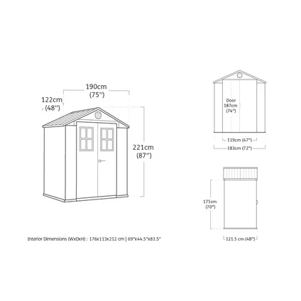 Keter Darwin 64 Tuinhuis - dubbele deuren + ramen - 190x122x221 - Groen 2