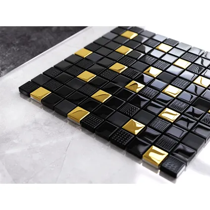 Ilcom mozaïekplaat Volcano Gold op gaas 30 x 30 cm - gehard glas voor badkamer of keuken 2