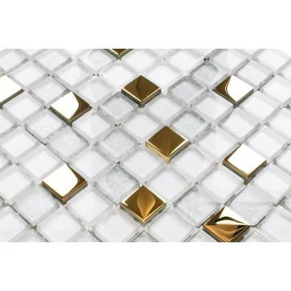 Ilcom mozaïekplaat Frozen Gold op gaas 30 x 30 cm - gehard glas voor badkamer of keuken 3