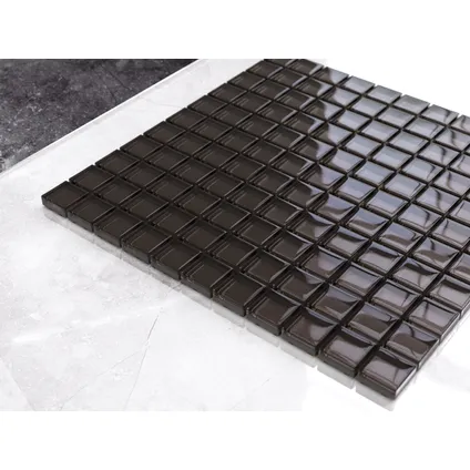 Ilcom mozaïekplaat Dark chocolate op gaas 30 x 30 cm - gehard glas voor badkamer of keuken 2