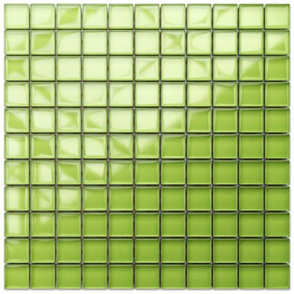 Ilcom mozaïekplaat Green paradise op gaas 30 x 30 cm - gehard glas voor badkamer of keuken