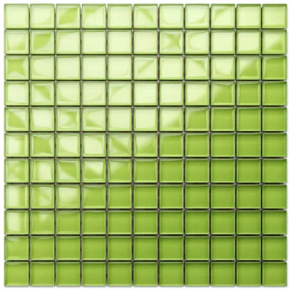 Feuille de mosaïque sur filet Ilcom Green paradise 30 x 30cm - en verre trempé pour salle de bain ou cuisine