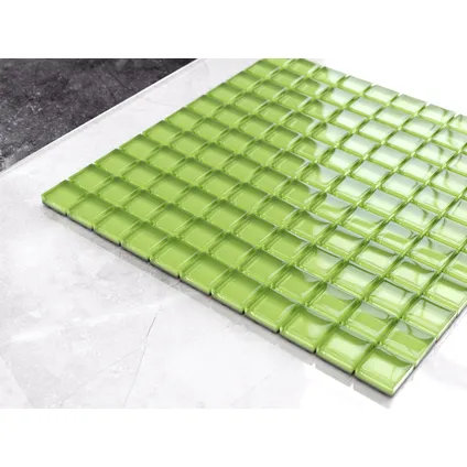 Ilcom mozaïekplaat Green paradise op gaas 30 x 30 cm - gehard glas voor badkamer of keuken 2