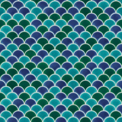 Feuille de mosaïque sur filet Ilcom Blue Wave 28.5 x 29.0 cm - en céramique pour salle de bain ou cuisine 7