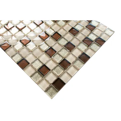 Ilcom mozaïekplaat Bejge Monte Carlo op gaas 30 x 30 cm - gehard glas voor badkamer of keuken 3