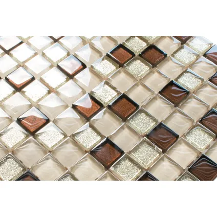 Feuille de mosaïque sur filet Ilcom Bejge Monte Carlo 30 x 30cm - en verre trempé pour salle de bain ou cuisine 4