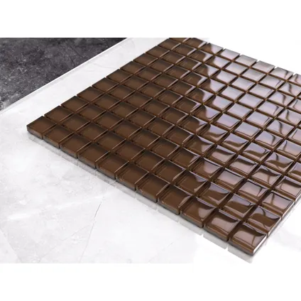 Ilcom mozaïekplaat Chocolate op gaas 30 x 30 cm - gehard glas voor badkamer of keuken 2