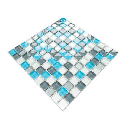 Ilcom mozaïekplaat Blue Harmony op gaas 30 x 30 cm - gehard glas voor badkamer of keuken 3